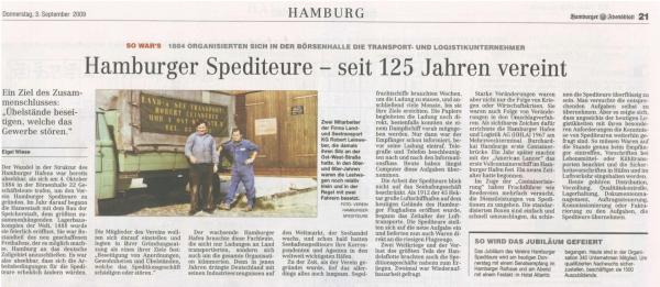 Presse Artikel Hamburger Abendblatt 3.9.2009